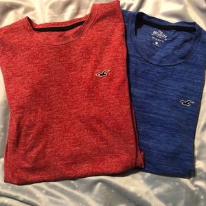 Hollister curved hem tees (2 red/blue). Medium -l